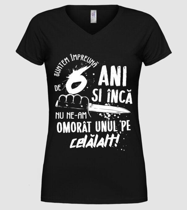 Suntem împreună de 6 ani model negru pe tricou