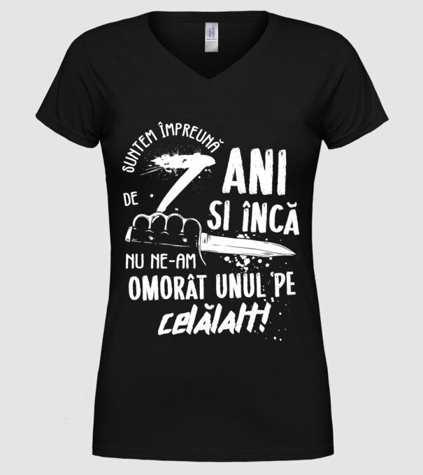 Suntem împreună de 7 ani model negru pe tricou