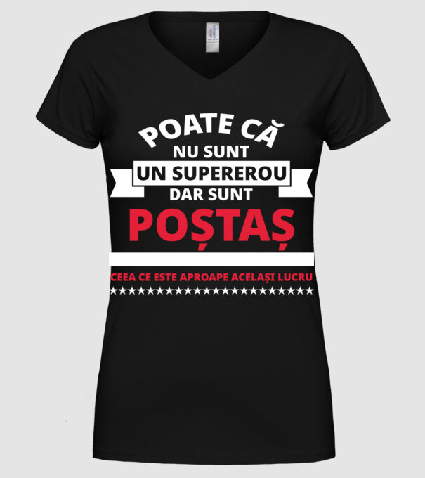 Supererou poştaş model negru pe tricou