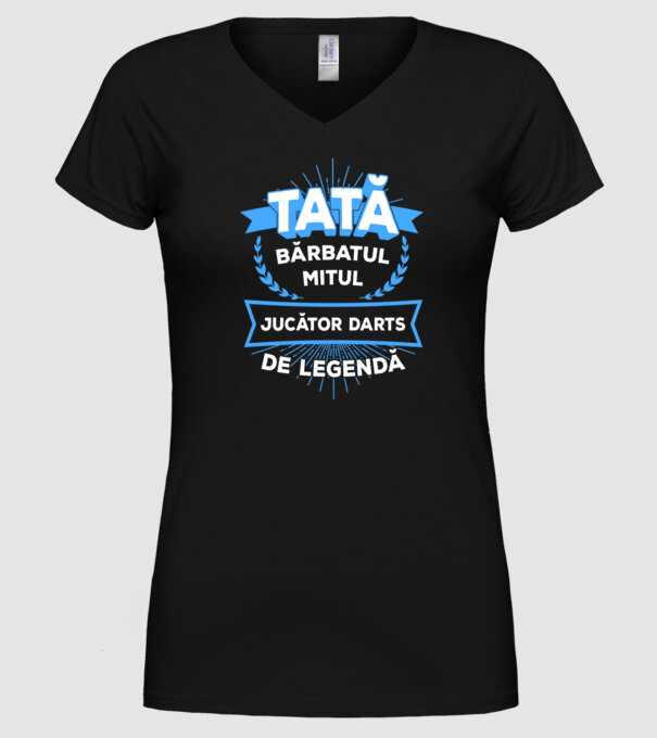 tată, bărbatul, mitul, jucător darts de legendă model negru pe tricou
