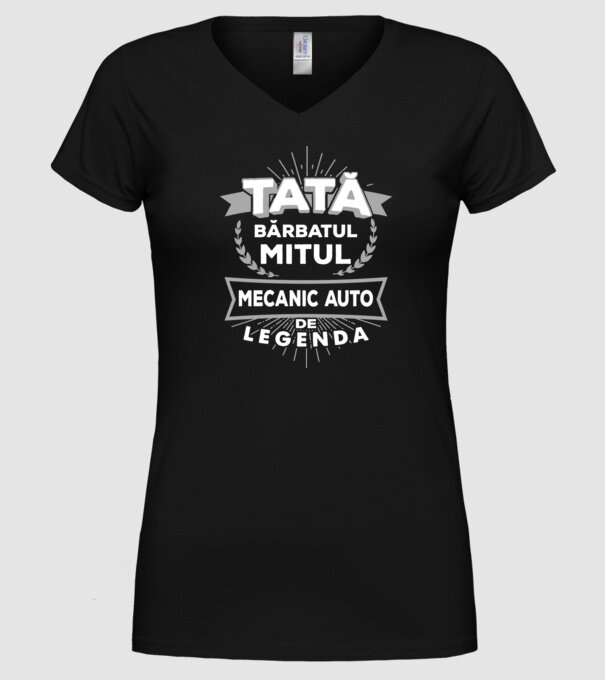 Tată - bărbatul, mitul, mecanic auto de legendă model negru pe tricou