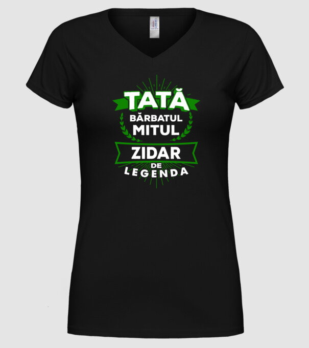 Tată - bărbatul, mitul, zidar de legendă model negru pe tricou
