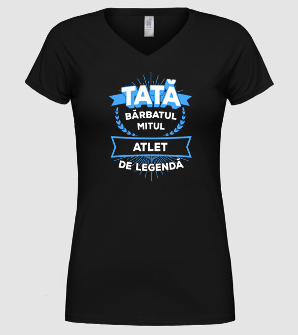 TATĂ - bărbatul, mitul, atlet de legendă model negru pe tricou