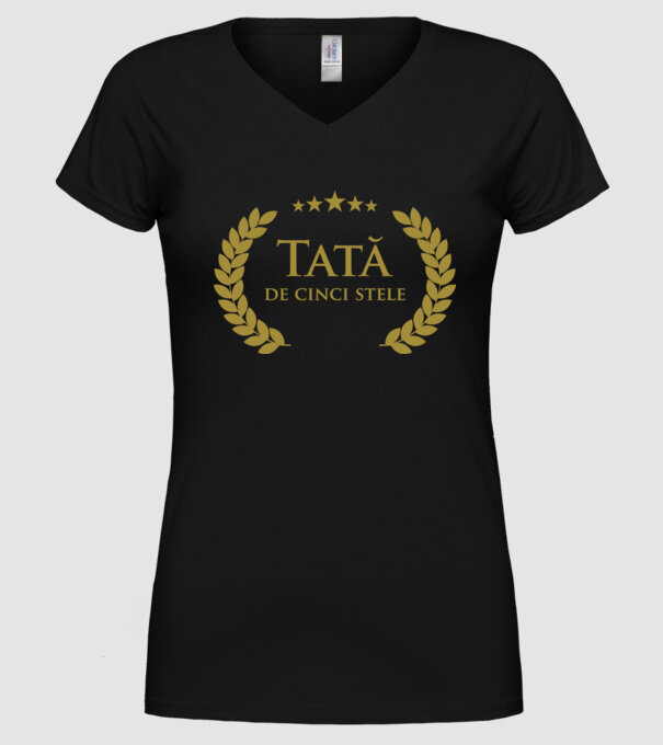 Tată de cinci stele model negru pe tricou