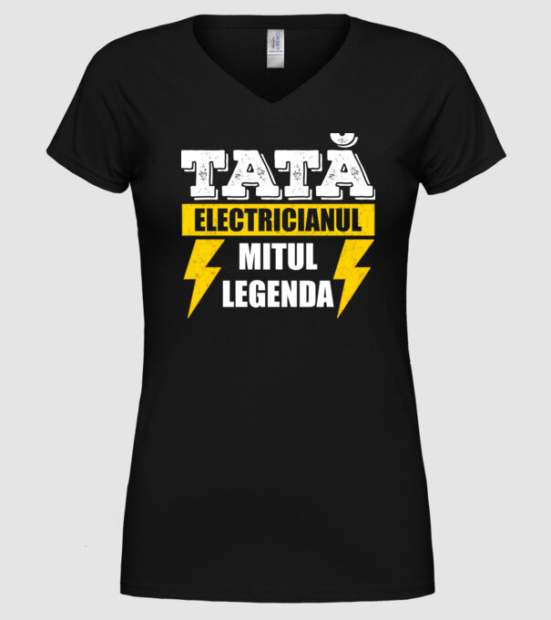 Tată - Electricianul, Mitul, Legenda model negru pe tricou