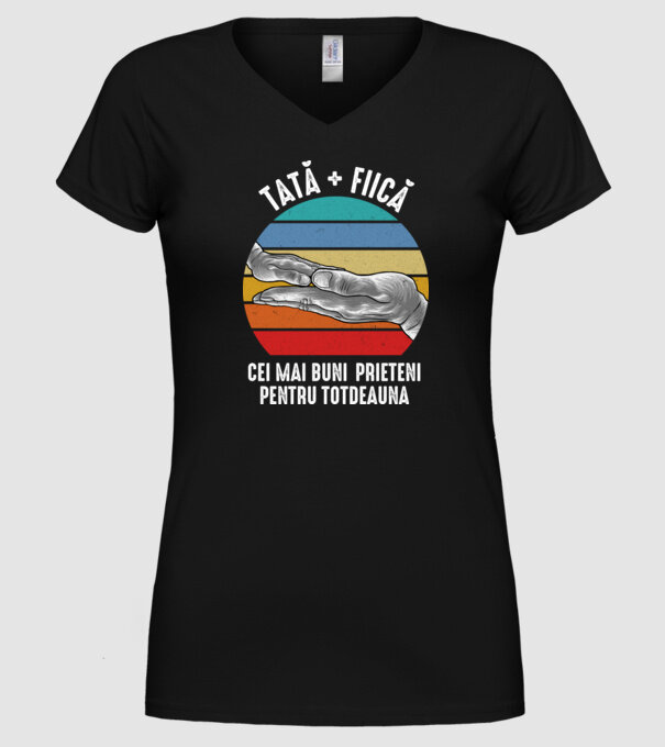 Tată - fiică Cei mai buni prieteni pentru totdeauna model negru pe tricou