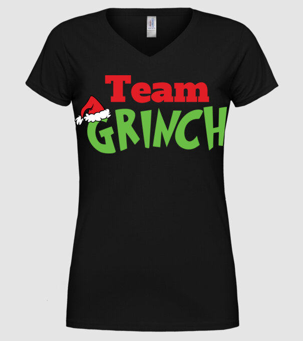 Team Grinch model negru pe tricou