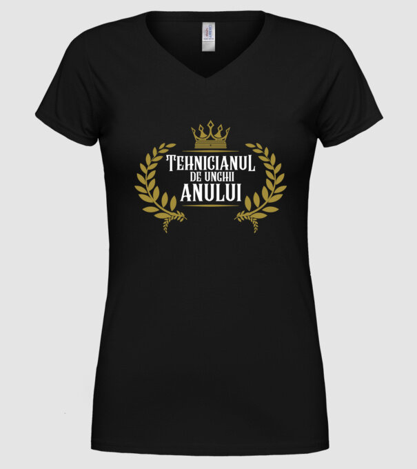 Tehnicianul de unghii al anului model negru pe tricou