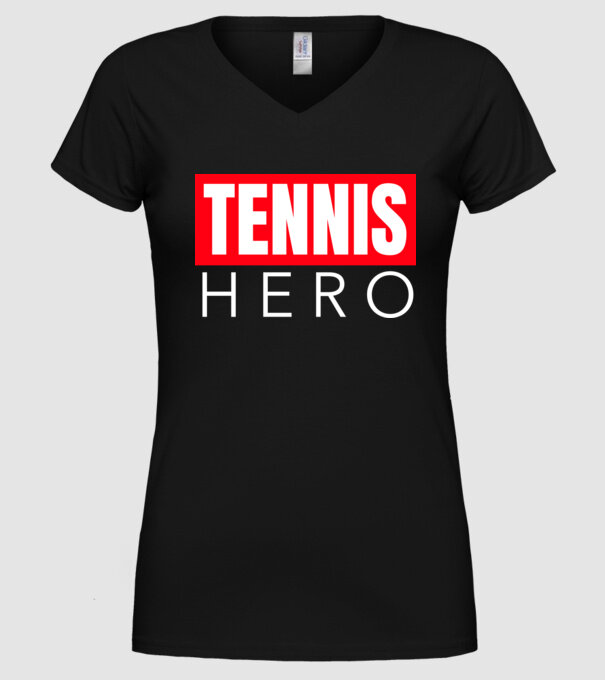 TENNIS HERO model negru pe tricou