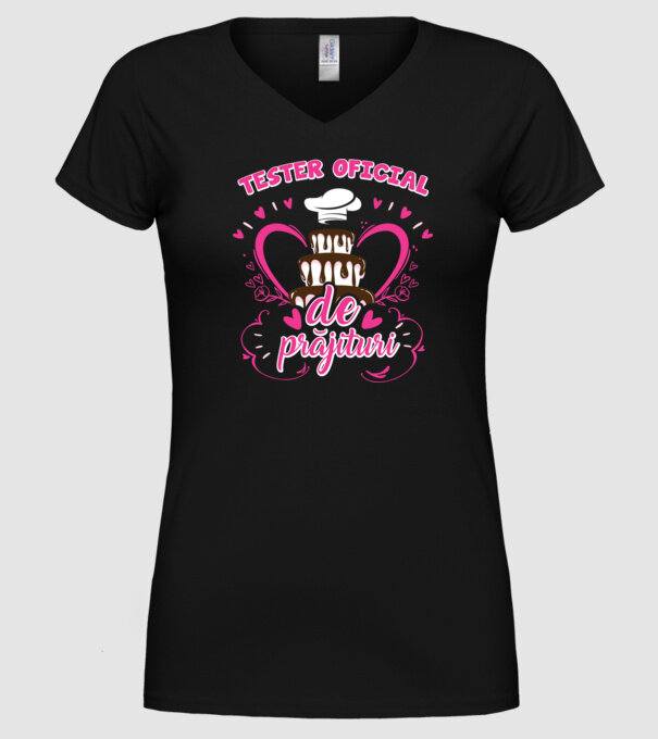 tester oficial de prăjituri model negru pe tricou
