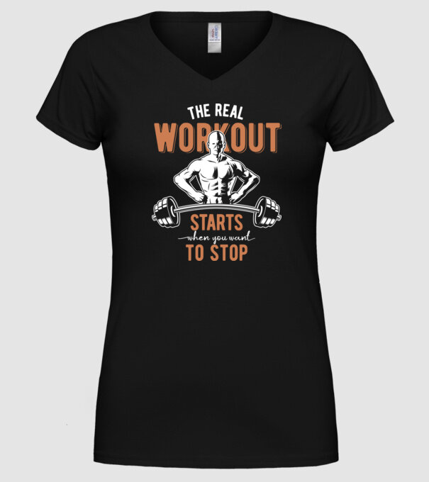 The Real Workout model negru pe tricou