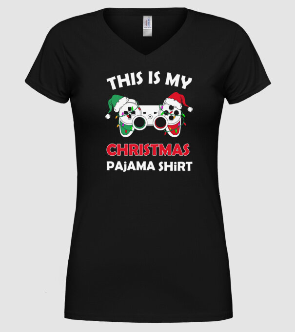 This is my christmas pajama model negru pe tricou