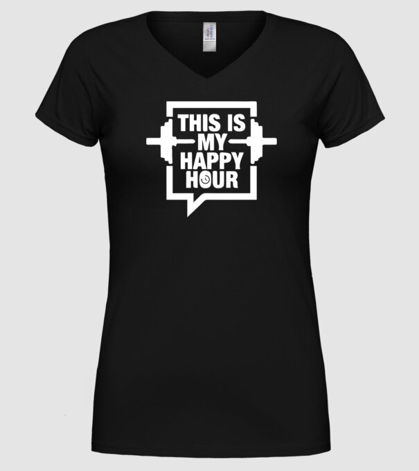 this is my happy hour model negru pe tricou
