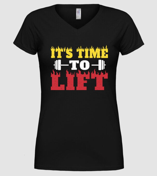 Time to lift model negru pe tricou
