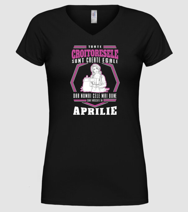 Toate croitoresele aprilie model negru pe tricou