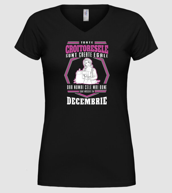 Toate croitoresele decembrie model negru pe tricou