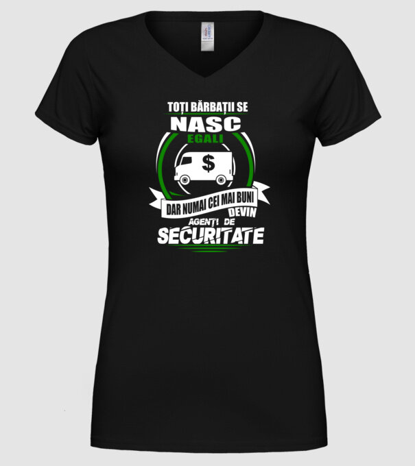 Toți bărbații se nasc egali agenți de securitate model negru pe tricou