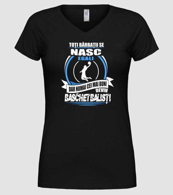 Toți bărbații se nasc egali baschetbaliști model negru pe tricou