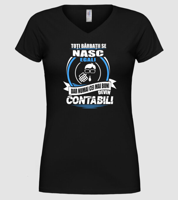 Toți bărbații se nasc egali contabili model negru pe tricou