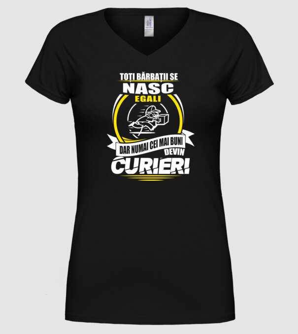 Toți bărbații se nasc egali curieri model negru pe tricou