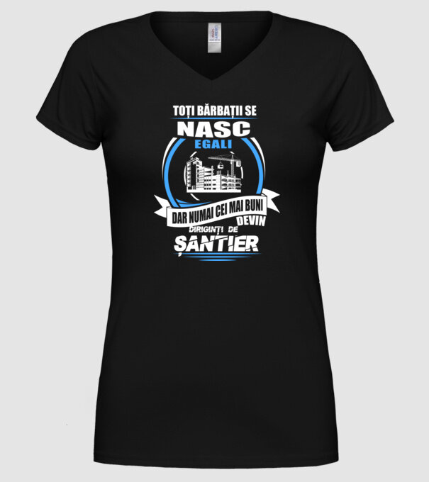 Toți bărbații se nasc egali diriginți de șantier model negru pe tricou