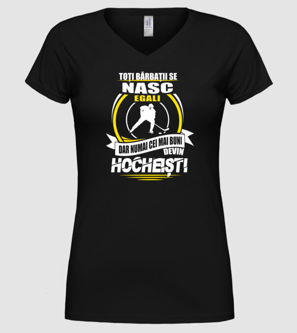 Toți bărbații se nasc egali hocheiștii model negru pe tricou