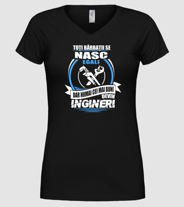 Toți bărbații se nasc egali ingineri model negru pe tricou