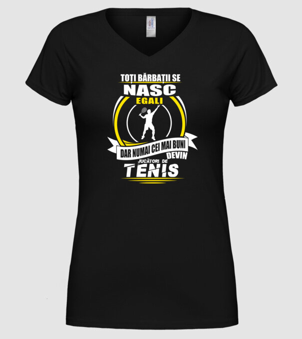 Toți bărbații se nasc egali jucătorii de tenis model negru pe tricou