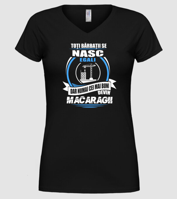 Toți bărbații se nasc egali macaragii model negru pe tricou