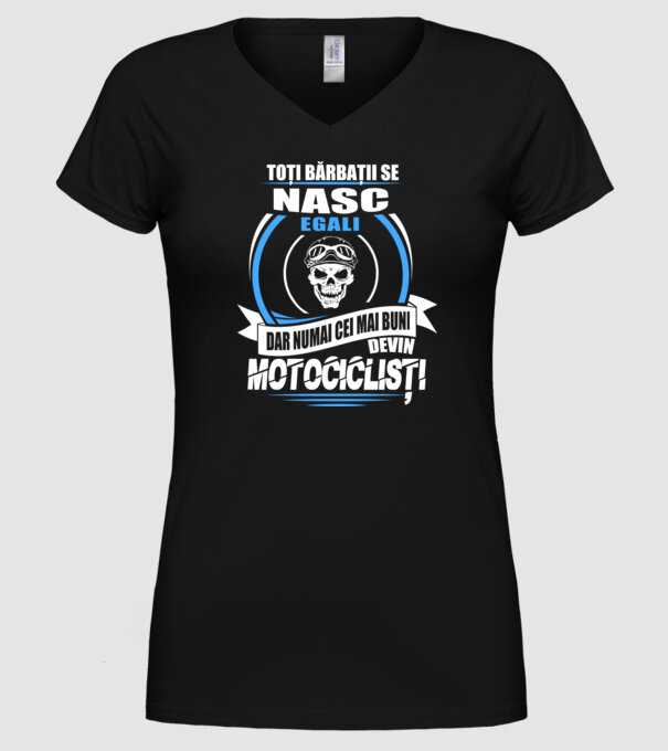 Toți bărbații se nasc egali motocicliști model negru pe tricou