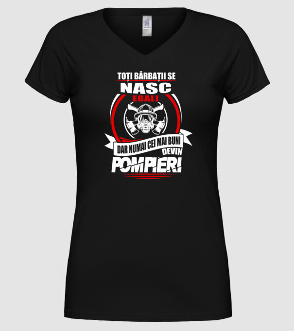 Toți bărbații se nasc egali pompieri model negru pe tricou