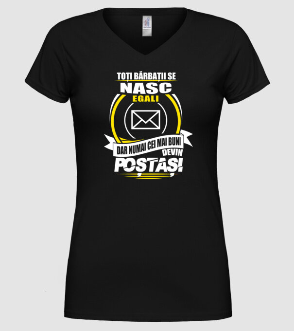 Toți bărbații se nasc egali poștași model negru pe tricou