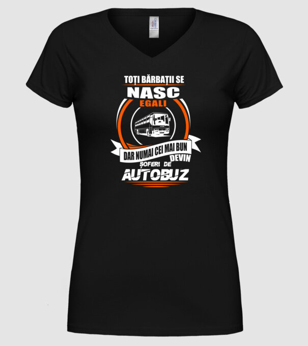 Toți bărbații se nasc egali șoferi de autobuz model negru pe tricou