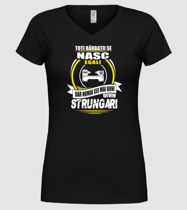 Toți bărbații se nasc egali strungari model negru pe tricou