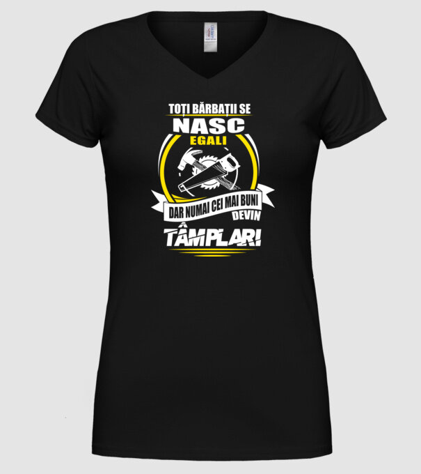 Toți bărbații se nasc egali tâmplari model negru pe tricou
