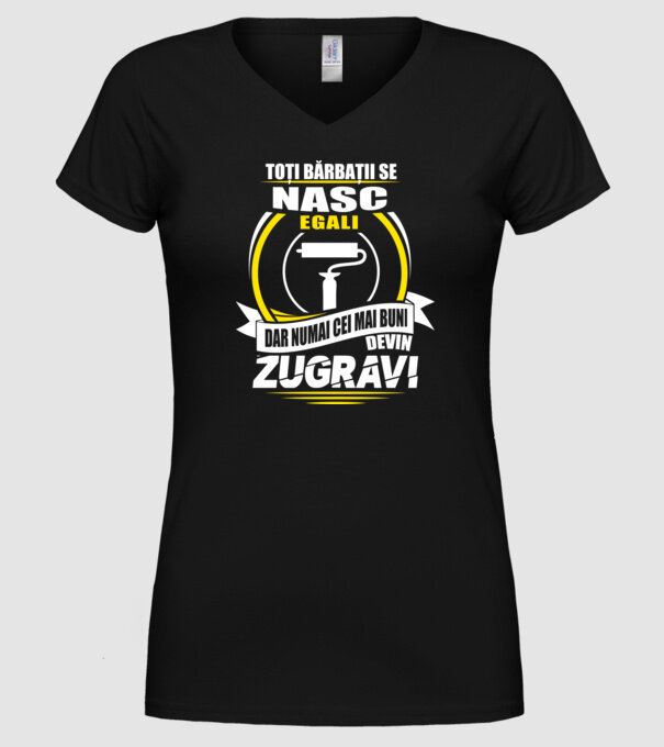 Toți bărbații se nasc egali zugravi model negru pe tricou