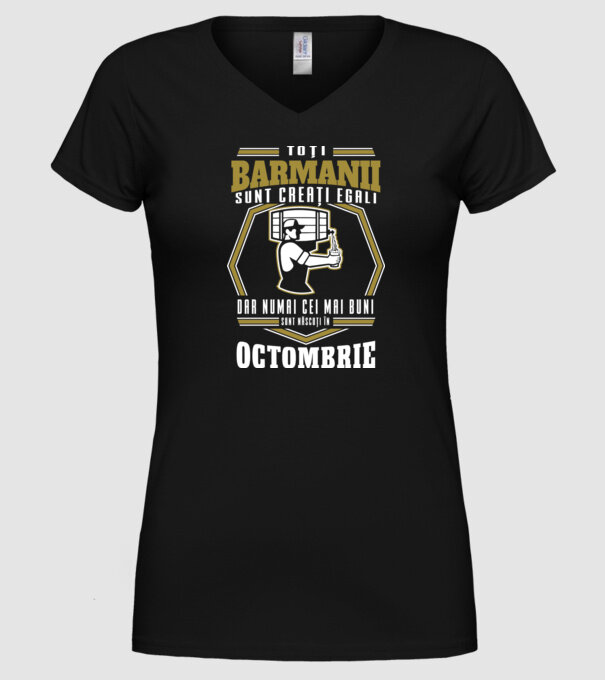 Toți barmanii creați egali octombrie model negru pe tricou