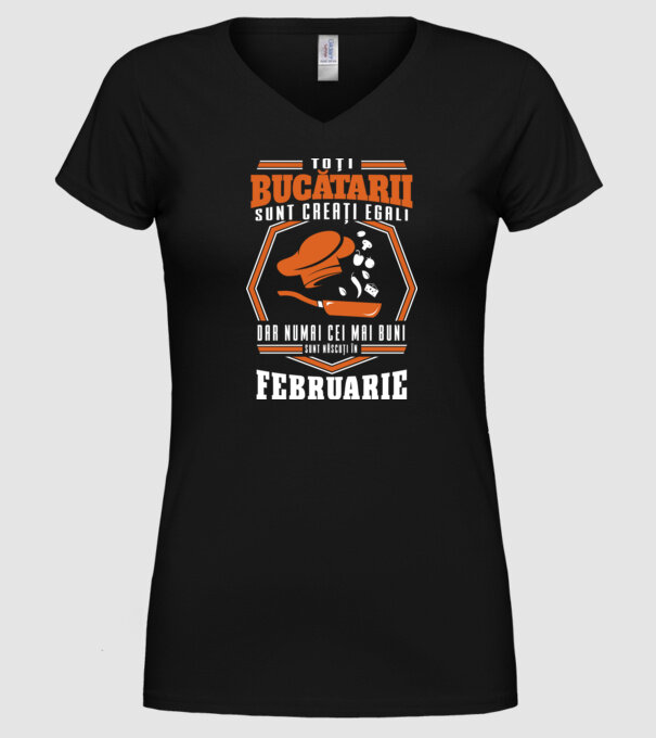 Toți bucătarii sunt creați egali februarie model negru pe tricou