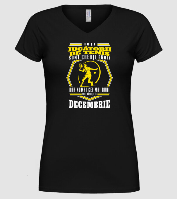 Toți jucătorii de tenis sunt creați egali decembrie model negru pe tricou