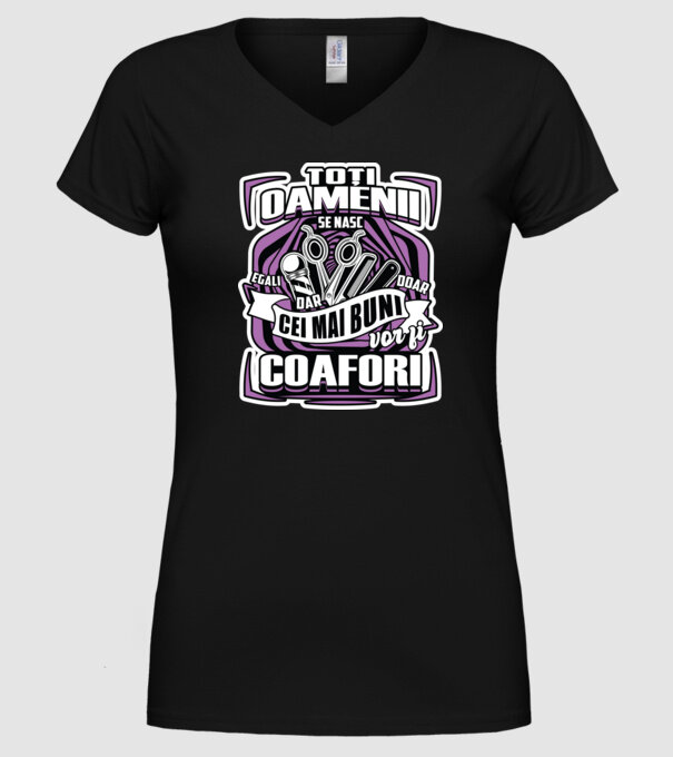 Toți oamenii coafori model negru pe tricou