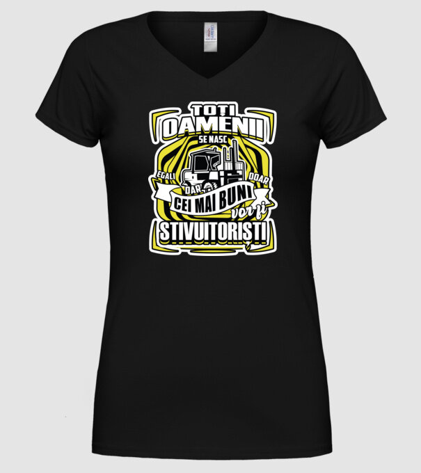 Toți oamenii stivuitoriști model negru pe tricou