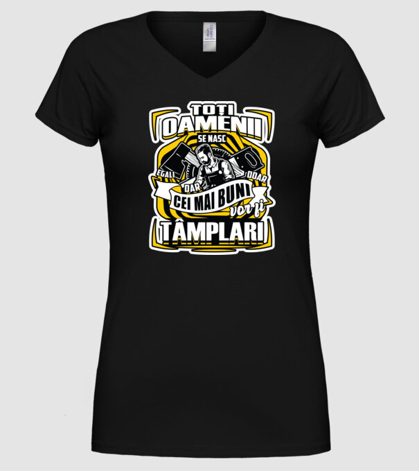 Toți oamenii tâmplari model negru pe tricou