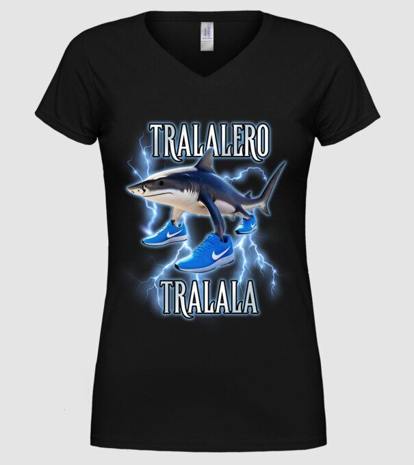 Tralalero Tralala model negru pe tricou