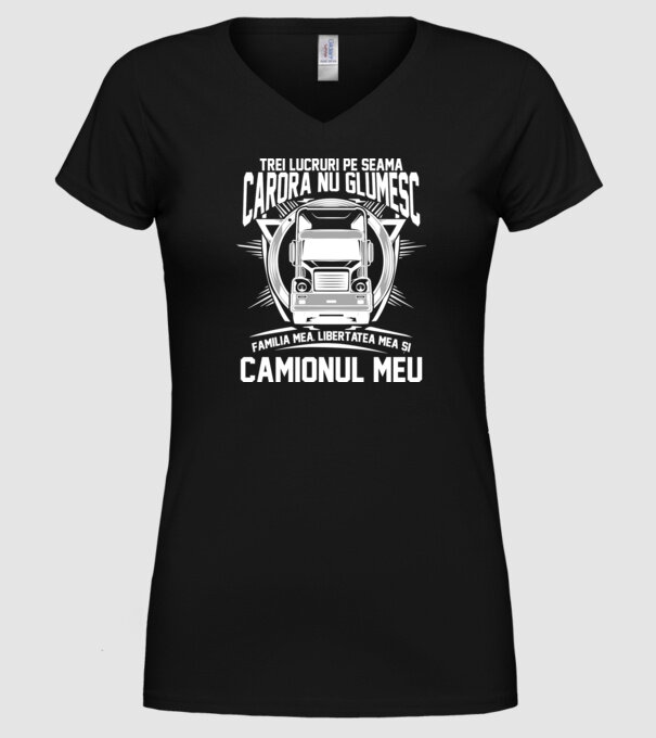 trei lucruri pe seama cărora nu glumesc: familia mea, libertatea mea și camionul meu model negru pe tricou