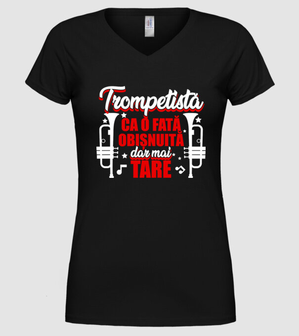 trompetistă: ca o fată obișnuită, dar mai tare model negru pe tricou