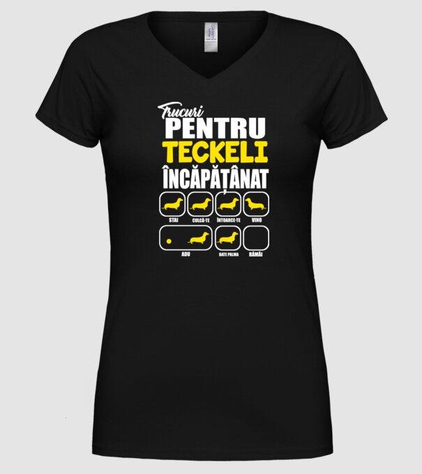 trucuri pentru Teckeli încăpățânați stai culcă-te întoarce-te vino adu bate palma rămâi model negru pe tricou
