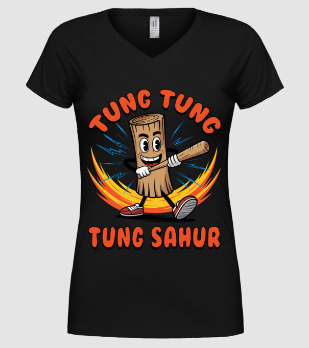Tung Tung Tung Sahur drăguț model negru pe tricou