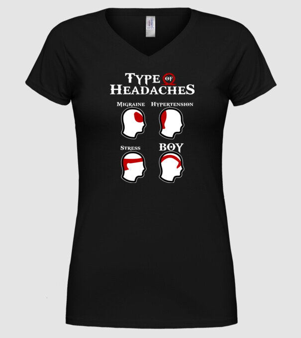 Type of Headaches - God of War model negru pe tricou