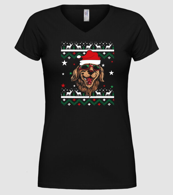 Ugly sweater dog model negru pe tricou