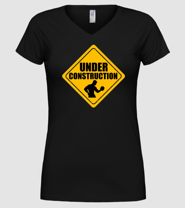 Under Construction model negru pe tricou